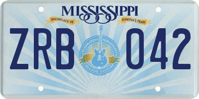 MS license plate ZRB042