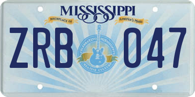 MS license plate ZRB047