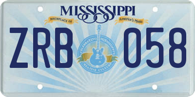 MS license plate ZRB058