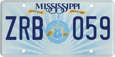 MS license plate ZRB059
