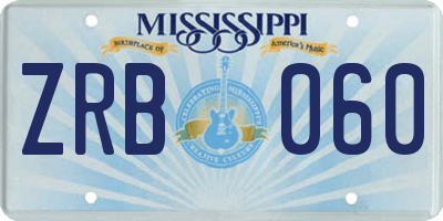 MS license plate ZRB060