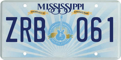 MS license plate ZRB061