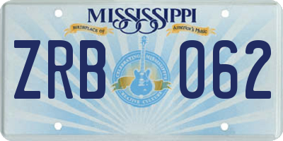MS license plate ZRB062