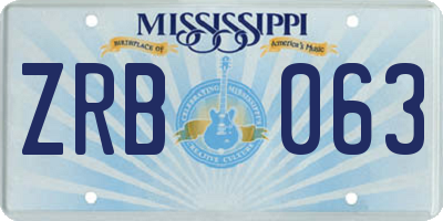 MS license plate ZRB063