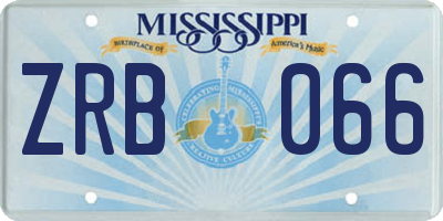 MS license plate ZRB066