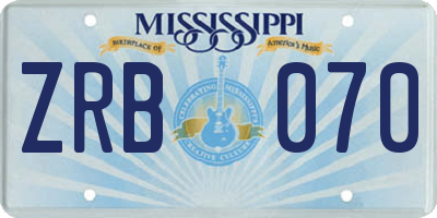 MS license plate ZRB070