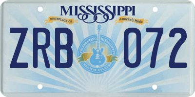 MS license plate ZRB072
