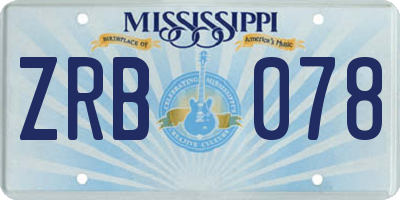 MS license plate ZRB078