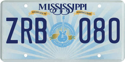 MS license plate ZRB080