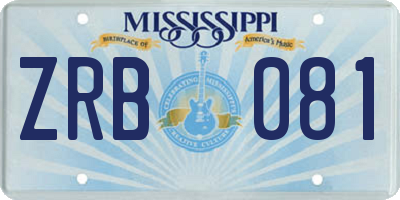 MS license plate ZRB081