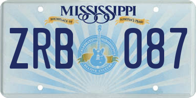 MS license plate ZRB087