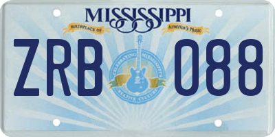 MS license plate ZRB088