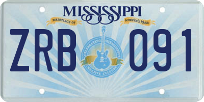 MS license plate ZRB091