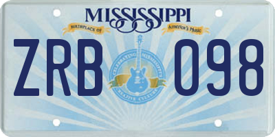 MS license plate ZRB098