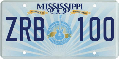 MS license plate ZRB100