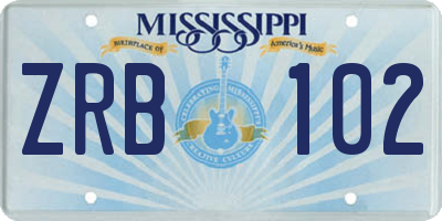 MS license plate ZRB102