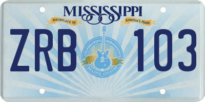 MS license plate ZRB103