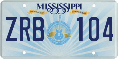 MS license plate ZRB104