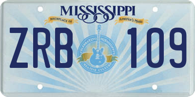 MS license plate ZRB109