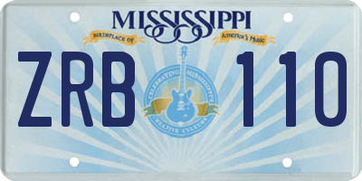 MS license plate ZRB110