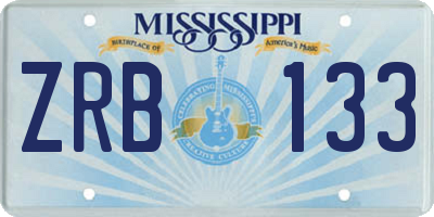 MS license plate ZRB133