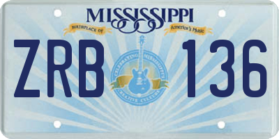 MS license plate ZRB136