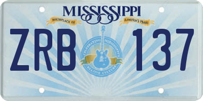 MS license plate ZRB137