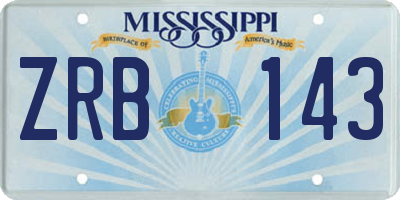 MS license plate ZRB143