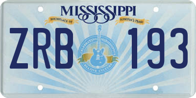 MS license plate ZRB193