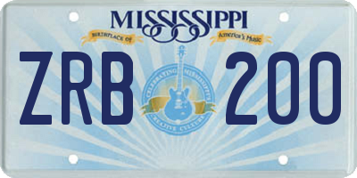 MS license plate ZRB200