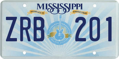 MS license plate ZRB201