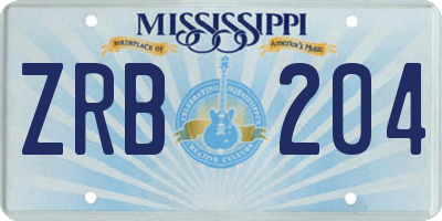 MS license plate ZRB204