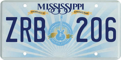 MS license plate ZRB206
