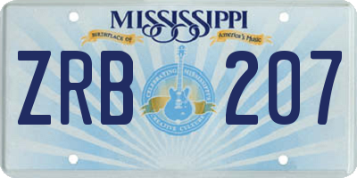 MS license plate ZRB207