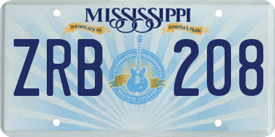 MS license plate ZRB208