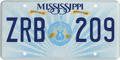 MS license plate ZRB209