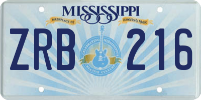 MS license plate ZRB216