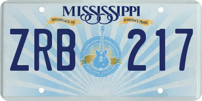 MS license plate ZRB217