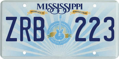 MS license plate ZRB223