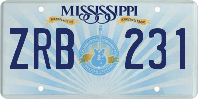 MS license plate ZRB231