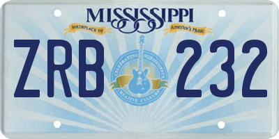 MS license plate ZRB232
