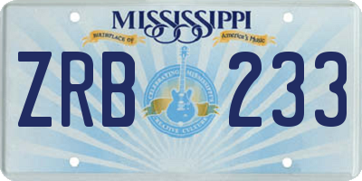 MS license plate ZRB233
