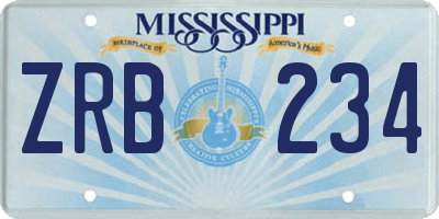 MS license plate ZRB234