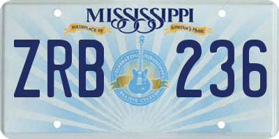 MS license plate ZRB236