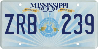 MS license plate ZRB239