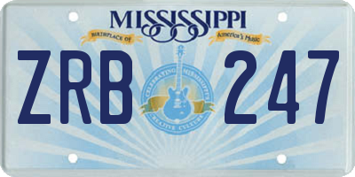 MS license plate ZRB247
