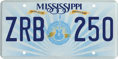 MS license plate ZRB250