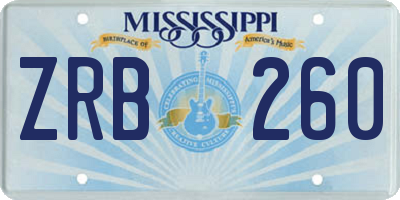MS license plate ZRB260