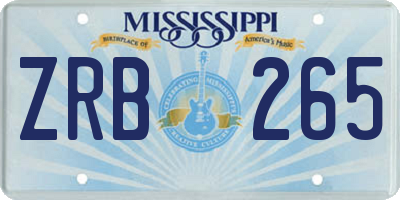 MS license plate ZRB265