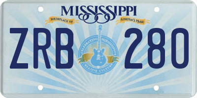 MS license plate ZRB280